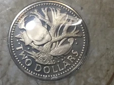 1974 BARBADOS Huge  VINTAGE NEPTUNE Old Proof Silver 2 Dollars Coin Free Ship