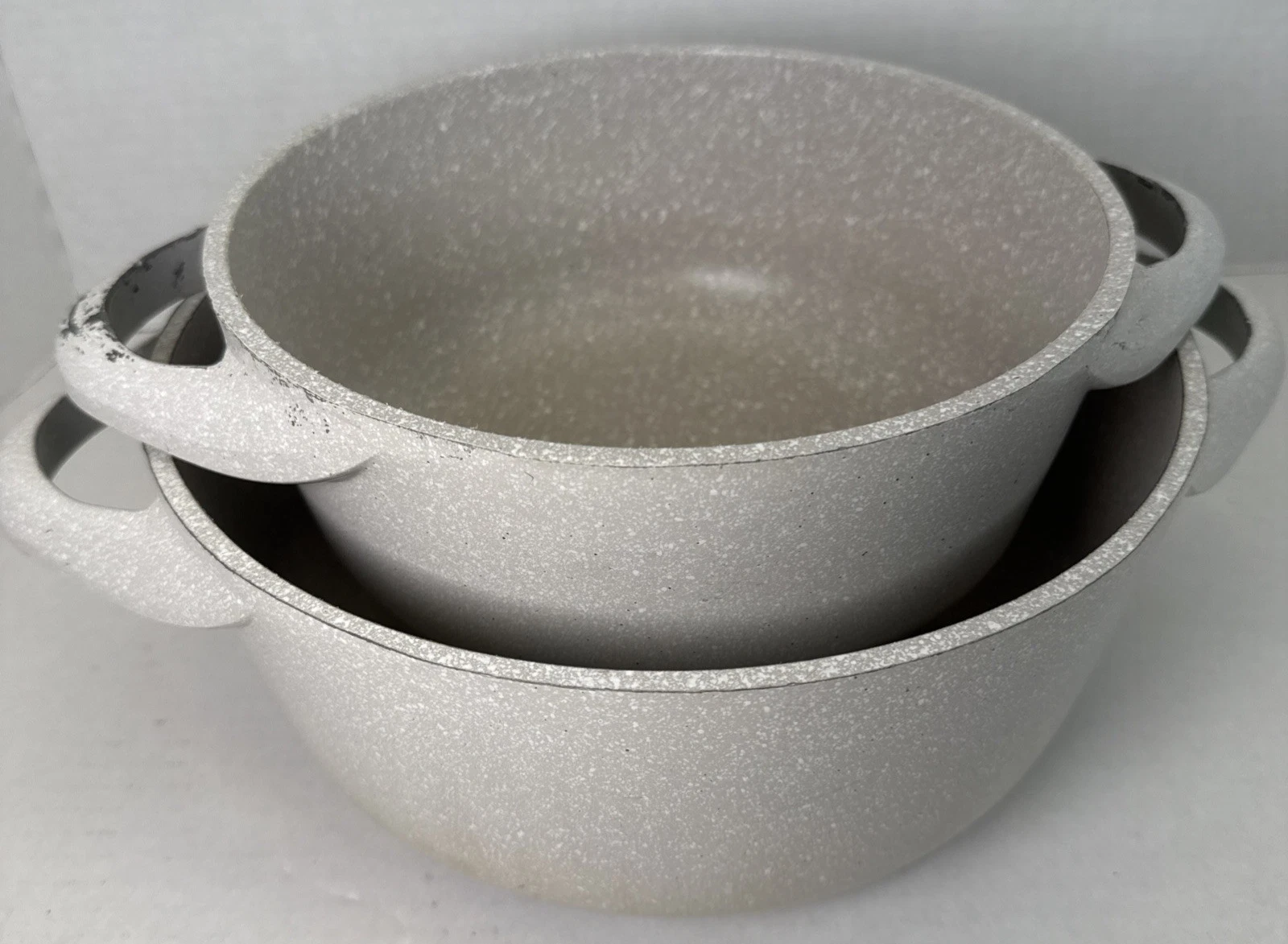 2 Masterclass Cookware Premium Collection Casserole Stock Pots Grey White