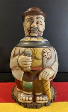 Gerzit Gerz Figural Beer Stein Character Hiker Pewter Lidded Hand Painted German