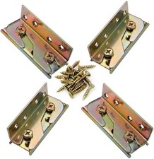 Socell 4 Sets Bed Rail Brackets Heavy Duty No-Mortise Bed Rail Fittings Wooden B