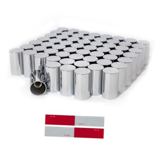 60Pcs 32/33mm Lug Nut Covers Chrome Screw-on for Semi Trucks Cylinder-60Pcs