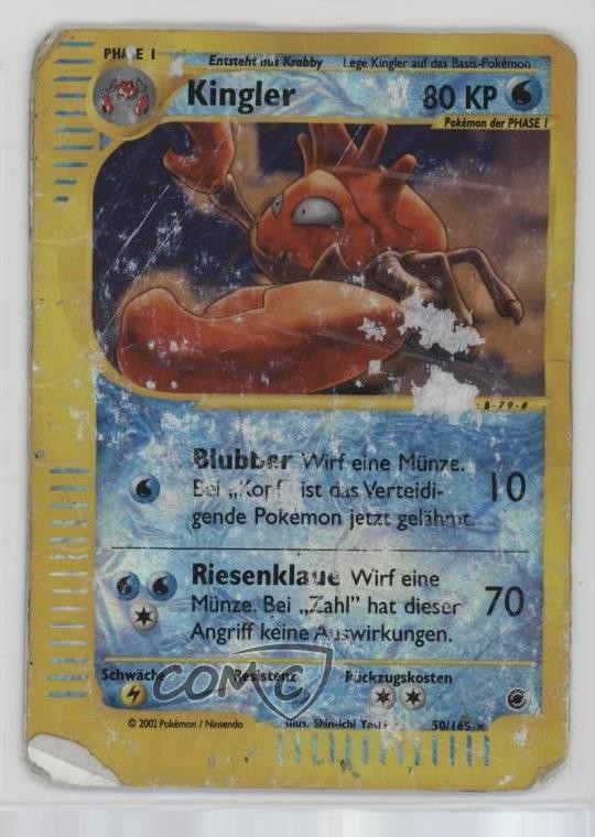Kingler German Reverse Foil Pokemon e-Card Series Expedition #50 2002