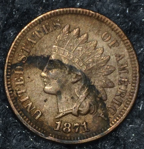 1871 Indian Head Cent 1C Almost Uncirculated Condition US-4985 **Key Date**