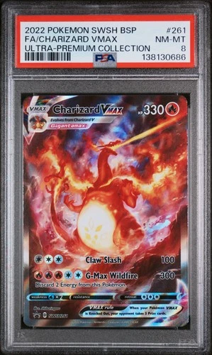 2022 POKEMON SWSH BLACK STAR PROMO #261 FULL ART/CHARIZARD VMAX PSA 8
