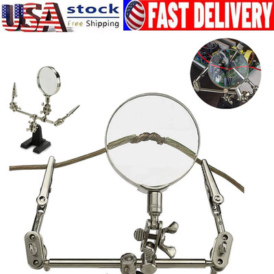1X Helping Third Hand Magnifier Soldering Stand Clamp Holder Alligator Clip Tool