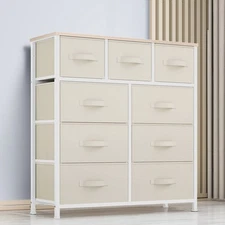 9-Drawer Dresser, Storage Chest for Adults & Teens, Cream White, Living Room