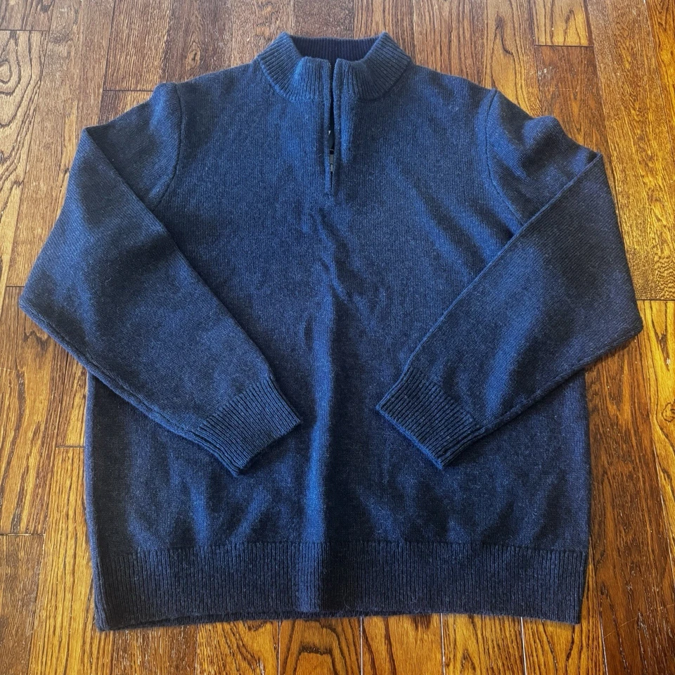 New Pendleton Shetland Collection Quarter Zip Sweater Mens XL Washable Wool Blue - Image 4 of 4