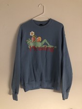 Pleasing Blue Cotton Pullover Cute Frog With A Flower
