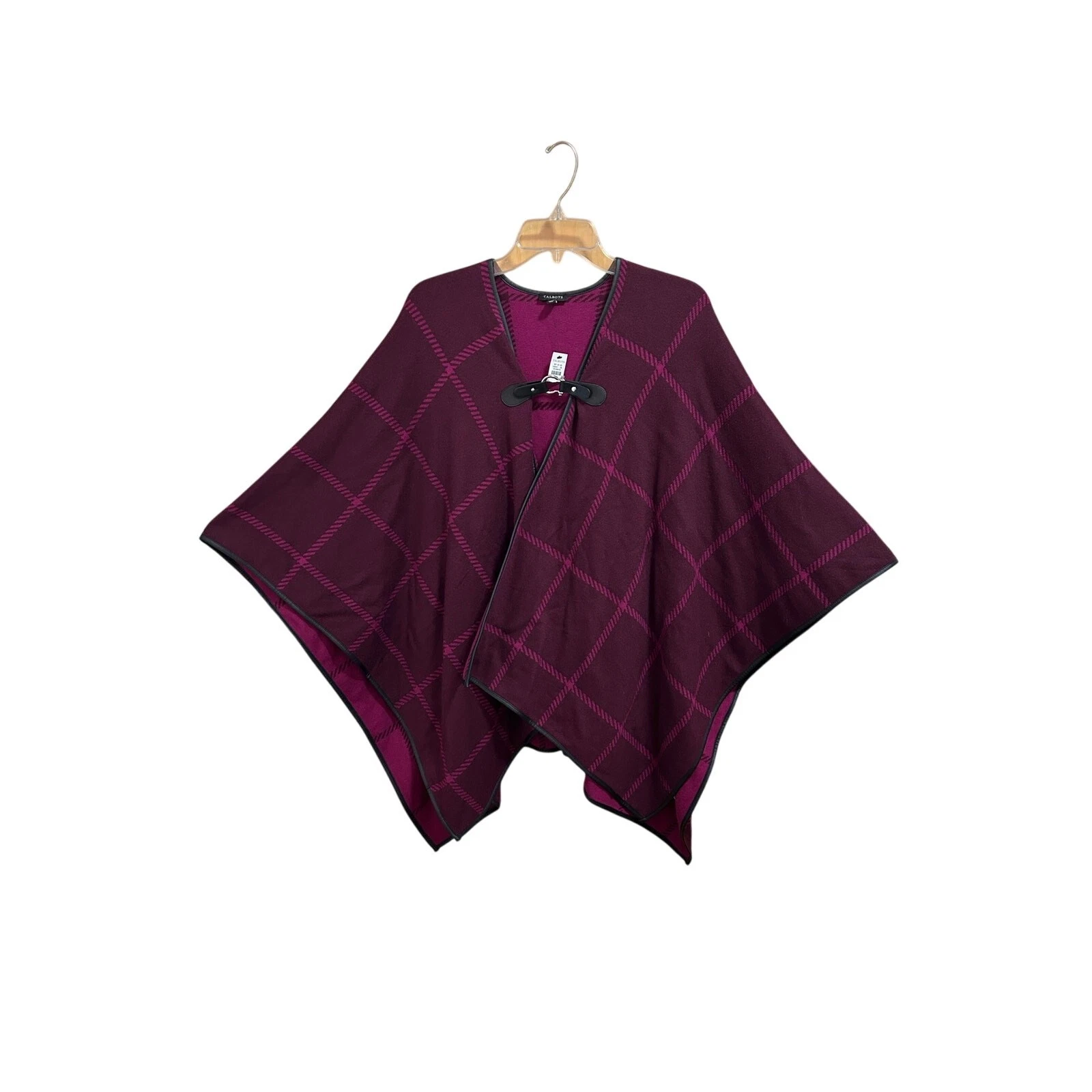 Talbot's Women's Burgundy and Black Poncho Cape Size M/L