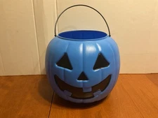 Blue Jack-O-Lantern Blow Mold Trick Or Treat Bucket General Foam Plastics Clean