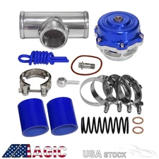 35PSI Boost 50mm Blow Off Valve BOV + V-Band 2.36" Flange Pipe Hose Kit Blue