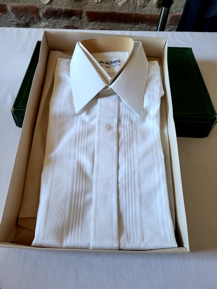 Chemise homme blanche manche longue manchettes Ile de France VINTAGE 60 T.40 M - Photo 3/4