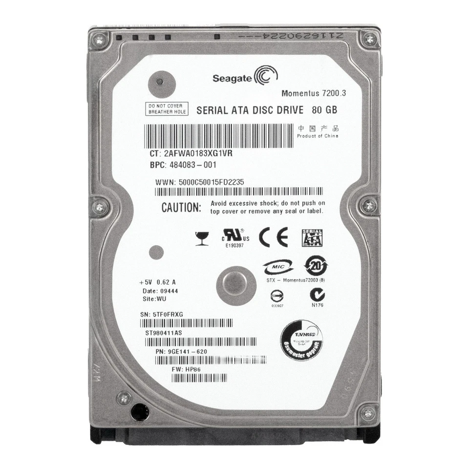 Hard Drive Seagate Momentus 7200.3 ST980411AS 80GB 7.2K 16MB SATA II 2.5'' - Image 3 of 3