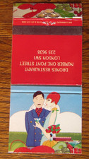 ENGLAND MATCHBOOK COVER: DRONES RESTAURANT LONDON, ENGLAND, UK MATCHCOVER -M7