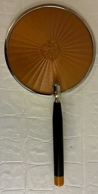 Vtg Ann Zell Magnifying Hand Mirror Bakelite Pivoting Handle Tweezer Art Deco