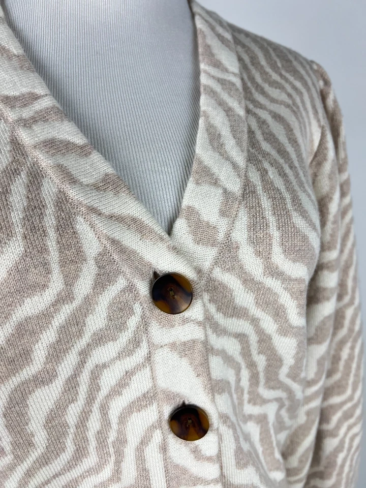 *NWT* ULLA JOHNSON L/S Ultra-SOFT 'CiCi Zebra Knit Wool Cardigan' - S, Cream - Image 2 of 4
