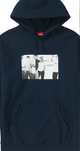 Supreme Classic Ad Hooded Sweatshirt Navy Gr. Large Brandneu Authentisch  - Bild 2 von 2