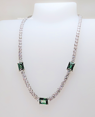 Authentic SWAROVSKI Sparkle Green White Matrix Tennis Necklace