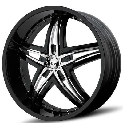 (4) 20'' Gianna Wheels Blitz Black with Chrome Inserts T1 Rims(B44)