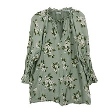 REFORMATION Adrienne Floral Mini Dress 3/4 Sleeve Ruffle Neck Tie LARGE