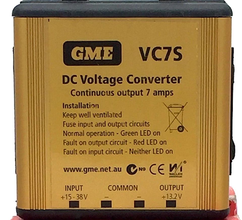 Convertidor de voltaje GME DC VC7S +15V-38V 24V a 13,2V para radios CB y UHF Foto 3 de 4