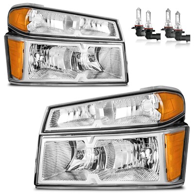 Headlights For 2004-2012 GMC Canyon Chevrolet Colorado Headlamp W/bulbs L+R Pair