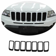 For 2011-2016 Jeep Compass Black Front Grille Grill Insert Trim Ring Accessories