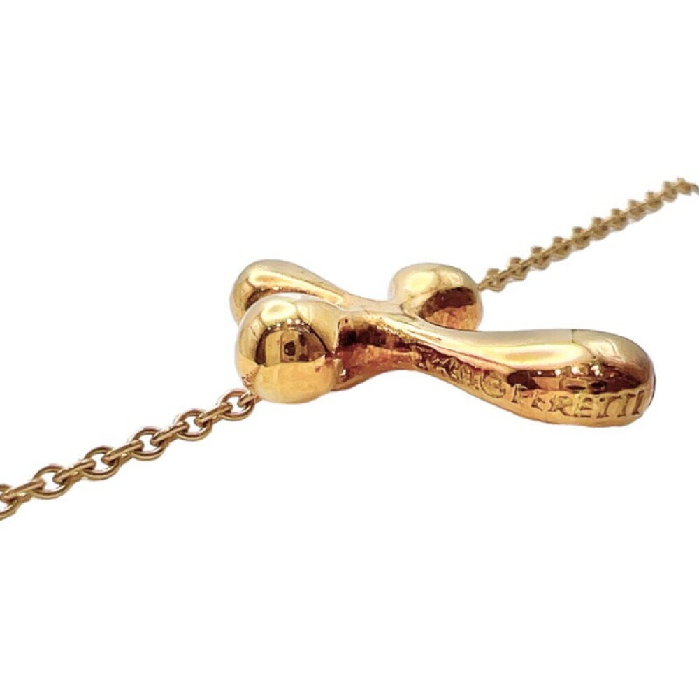 Tiffany &Co. Small Cross Necklace K18 Yellow Gold Elsa Peretti 40cm