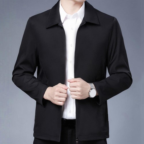 Casual Business Autumn Spring Jackets Outwear Top Men's Zipper Lapel Collar Coat - Picture 23 of 28
