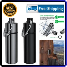 2 Packs Waterproof Metal Pill Fob Container Nitro Bottle Holder Keychain
