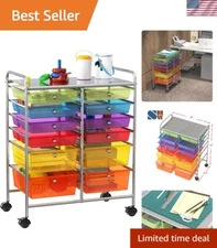 Compact Rolling Utility Cart with 12 Multicolor Drawers - Perfect for Every Room