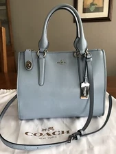 Coach Smooth Leather Crosby Carryall 33545 (w/Matching Wristlet)- Cornflower