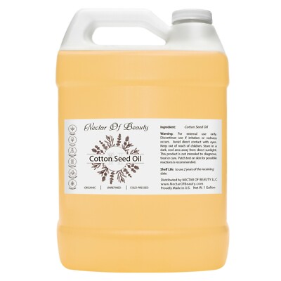 Cottonseed oil 1 gallon 100% pure organic cold pressed bulk carrier oil natural