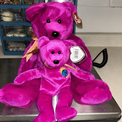 Ty Beanie Baby Millennium Large And Small Bears Pair