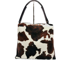 Sondra Roberts Bucket Handbag, Faux Calf Hair Italian Cowprint