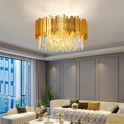 8 x E14 Lights,Modern Crystal Light,Gold Chandelier,Crystal Ceiling Light