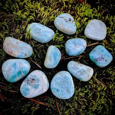 Larimar Lot 11 Blue Crystals Inclusions Jewelry Ocean Stone Magic Gem White