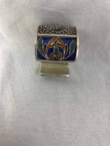 Vintage Handmade Woven Silver Enamel Cuff - Picture 9 of 10