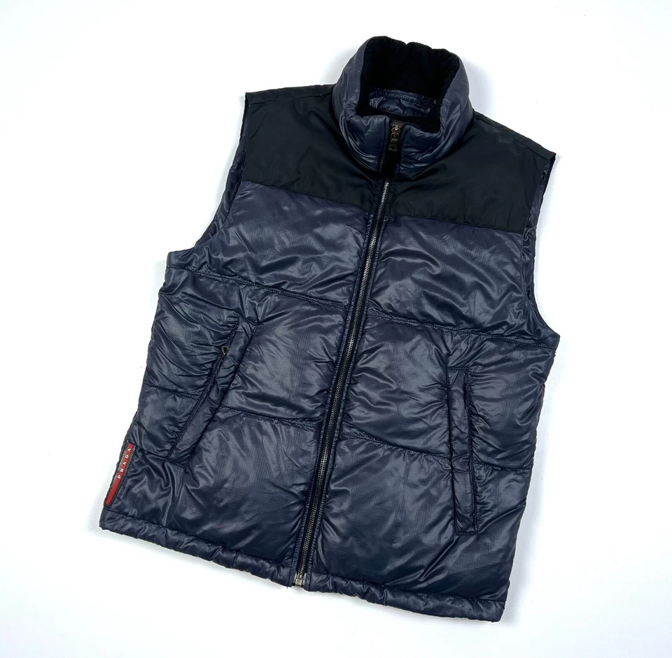 Auth Men's PRADA Blue Nylon Luxury Down Gilet Casual Puffer Vest Size 50 M/L - Image 2 of 4
