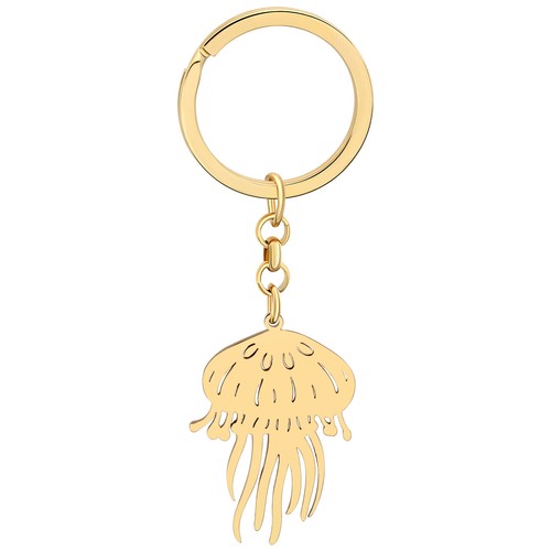 Stainless Steel Silver Plated Cute Jellyfish Keychains Key Ring Sea