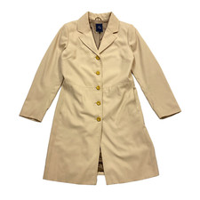Fay Womens Button Up Long Overcoat | Vintage High End Luxury Beige Coat Vtg