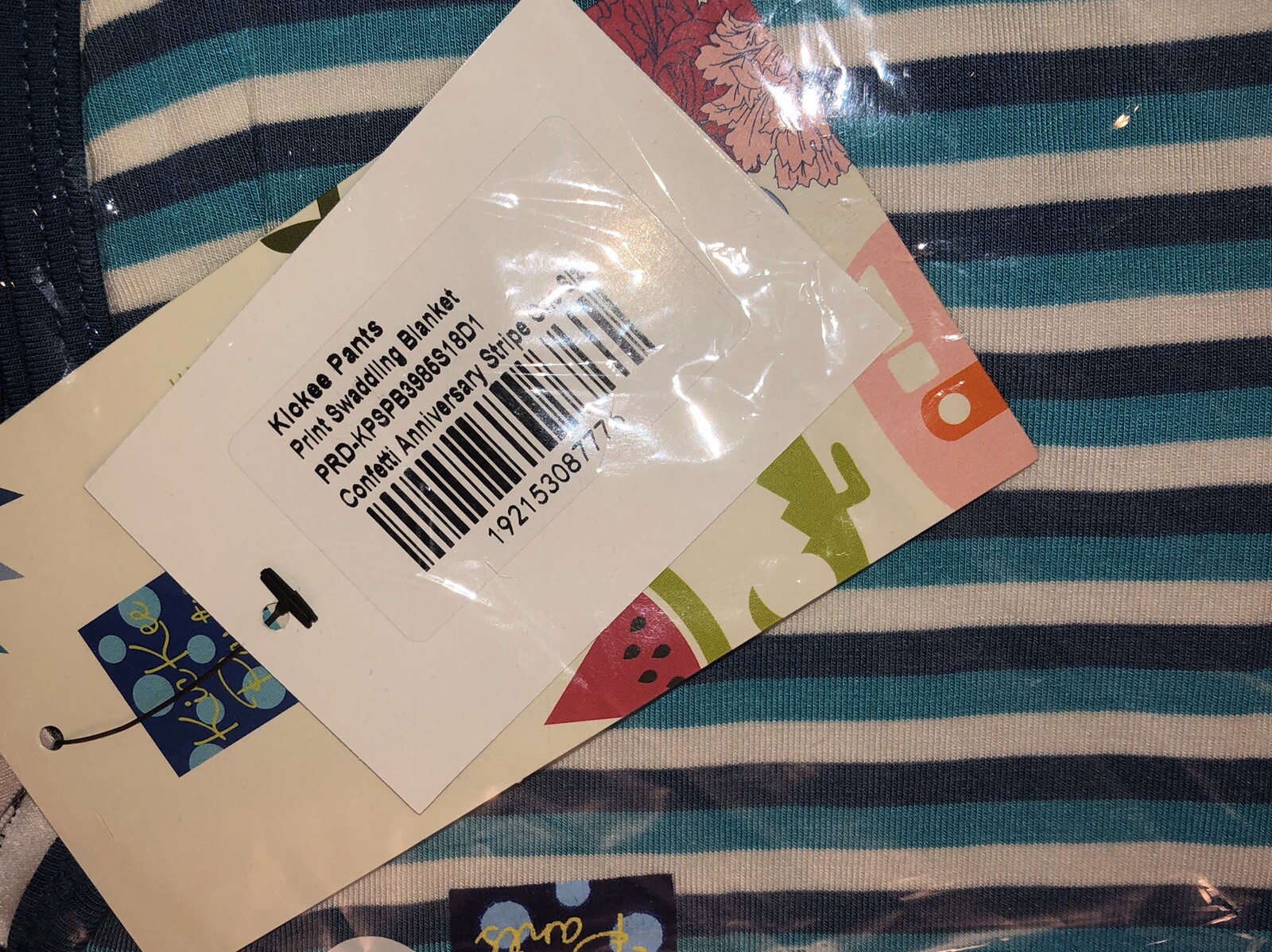 Kickee Pants Boy Confetti Anniversary Stripe Swaddling Blanket Swaddle