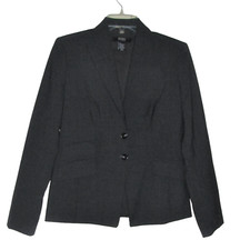 Body By Victoria Womens Gray Two Button Stretch Blazer Jacket Sz 8