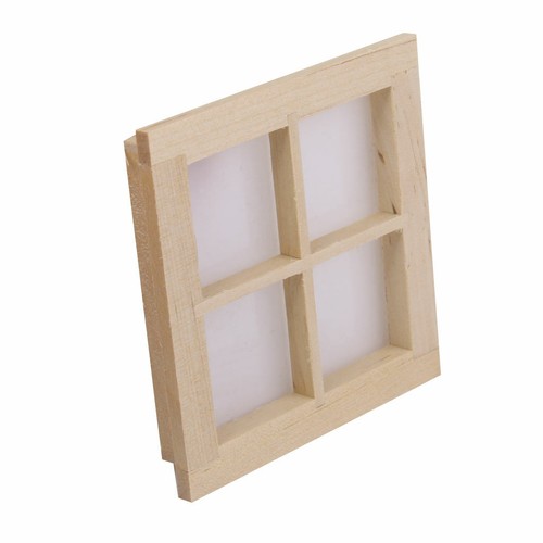 Fenêtre en bois 4 vitres avec cadre maison de poupées accessoire miniature 1:12 - Photo 10/12