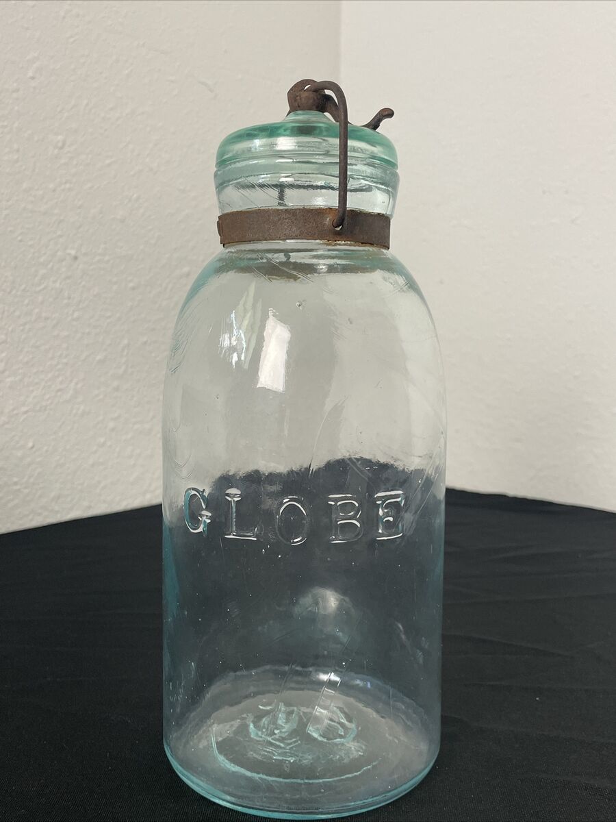 Vintage GLOBE Glass Fruit Jar 66 On Base ~ 10 Vintage GLOBE Glass Fruit Jar 66 On Base ~ 10