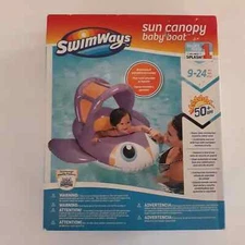 Swimways Sun Canopy Baby Boat Pool Inflatable Float Heavy Duty 9-24 Months