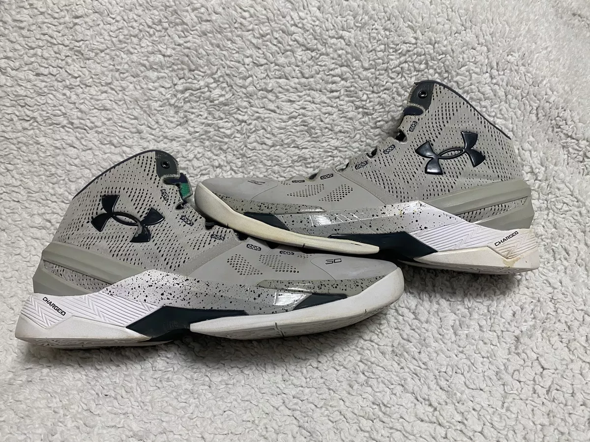 Under Armour Mens Curry 2 The Storm Gray Sneaker Shoes Lace Up Mid Top Size-11