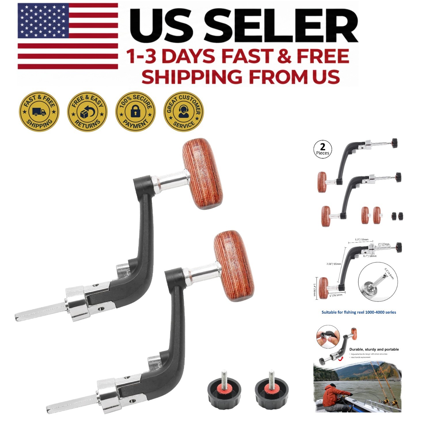 Ambidextrous Fishing Reel Handle Replacement - Lightweight & Versatile Design