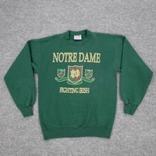 Vintage Notre Dame Fighting Irish Sweatshirt Mens Medium Green Football Crable