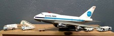 Vtg BANDAI Pan Am 6 piece diecast Airport Set Japan,battery operated 747 Boeing